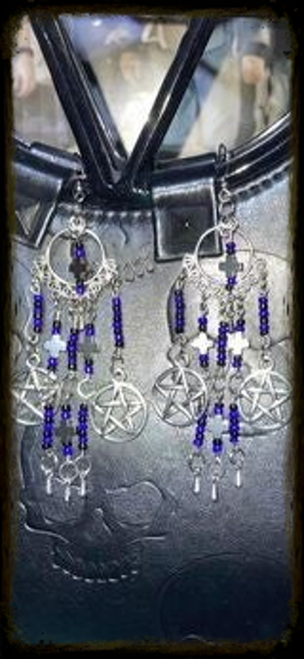 Pentagram blauw zwarte parels