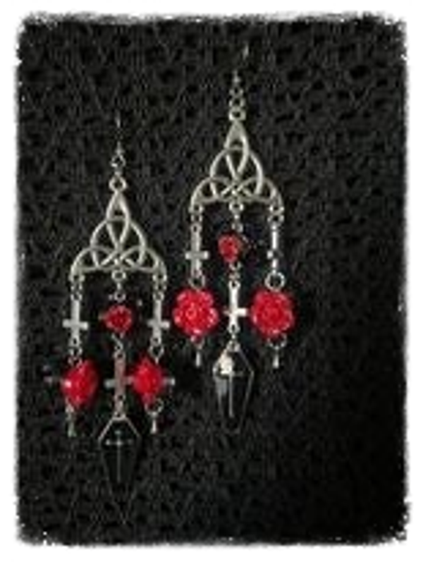 Zwart - rode roos met doodskisten