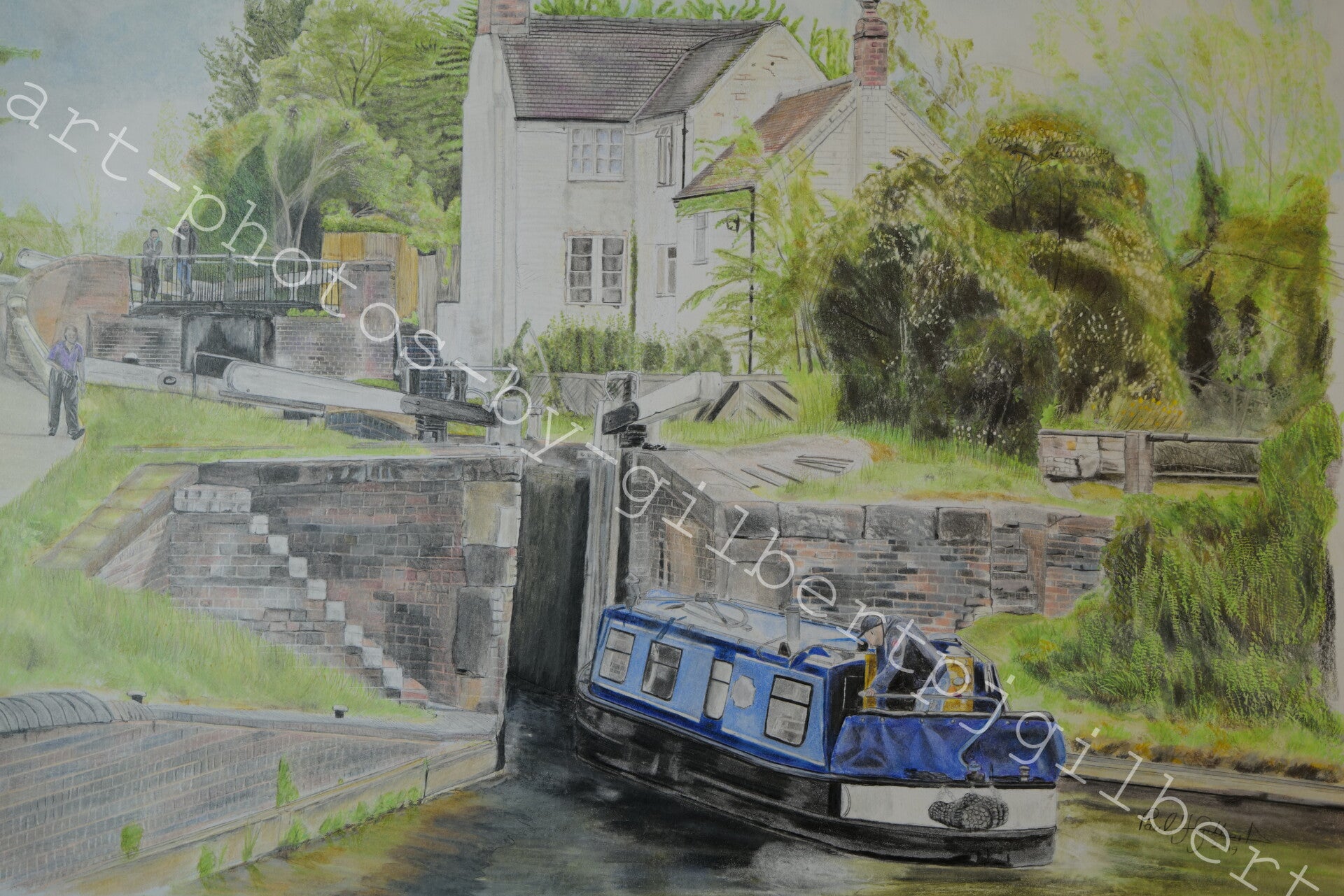 Canal Lock Passage (Original Artwork - A4 Pencil on Paper)