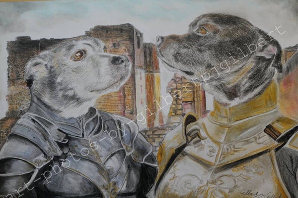 Knightly Canines (Original Artwork - 16” x 20” Pencil on Paper)