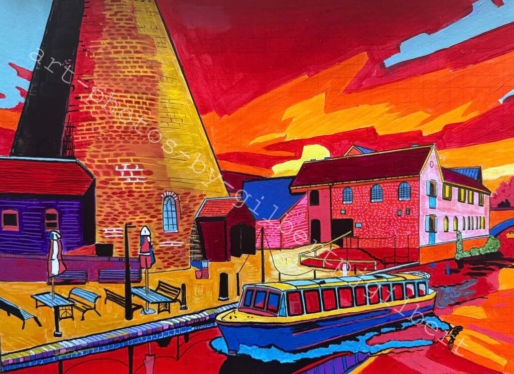 Canal Sunset (Original Artwork - A3 Acrylic on Paper)