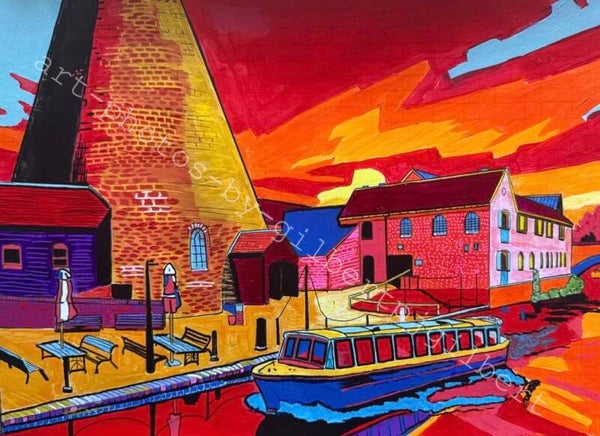 Canal Sunset (Original Artwork - A3 Acrylic on Paper)