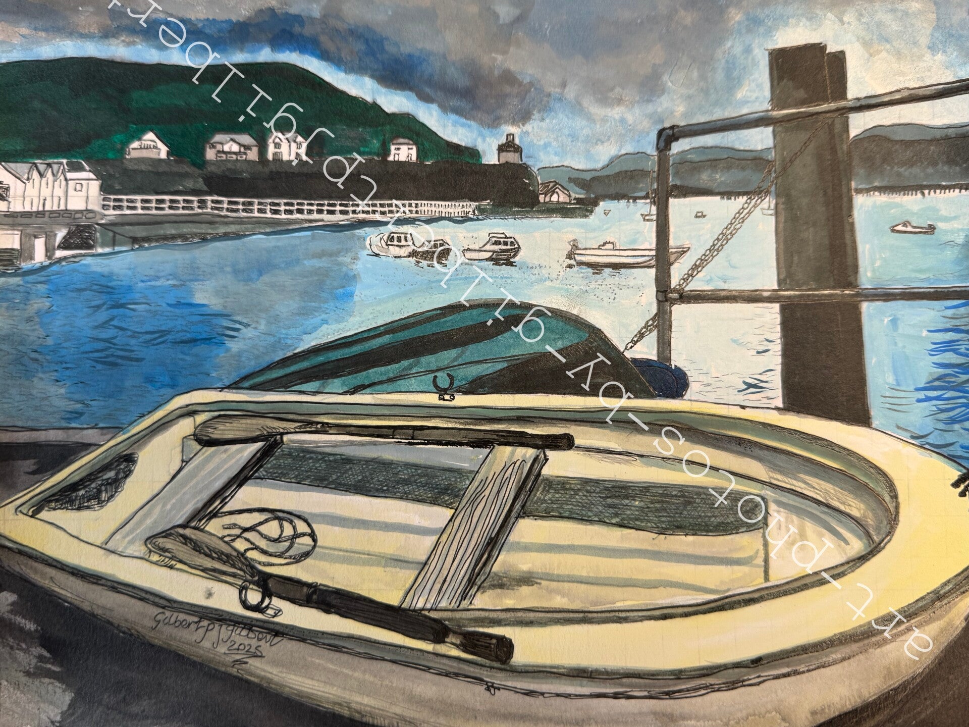 Serenity at the Harbour (Original Artwork - A4 Pencil on Paper)