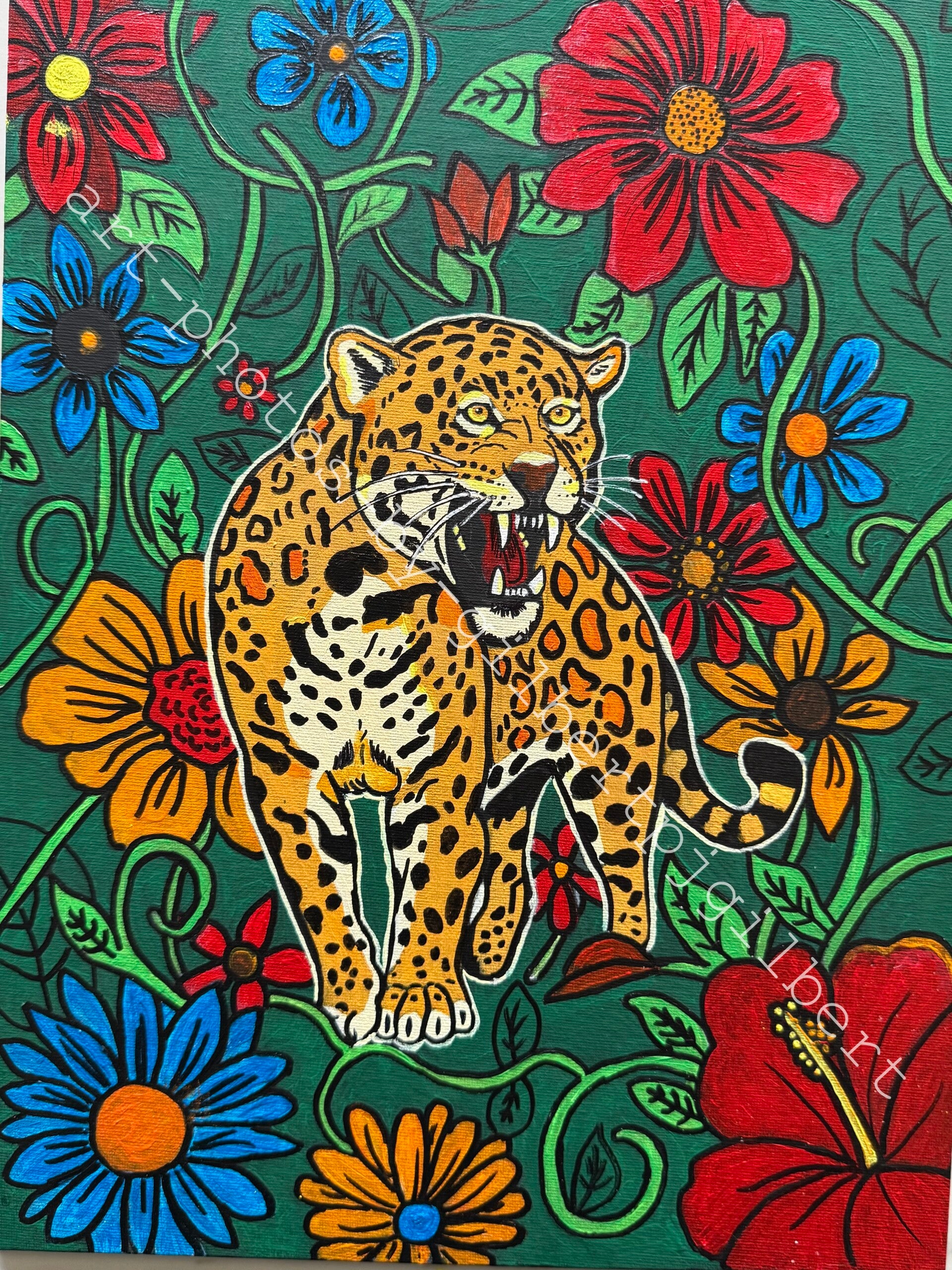 Jaguar Bloom (Original Artwork - A3 Acrylic on Canvas Board)