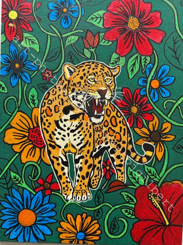 Jaguar Bloom (Original Artwork - A3 Acrylic on Canvas Board)