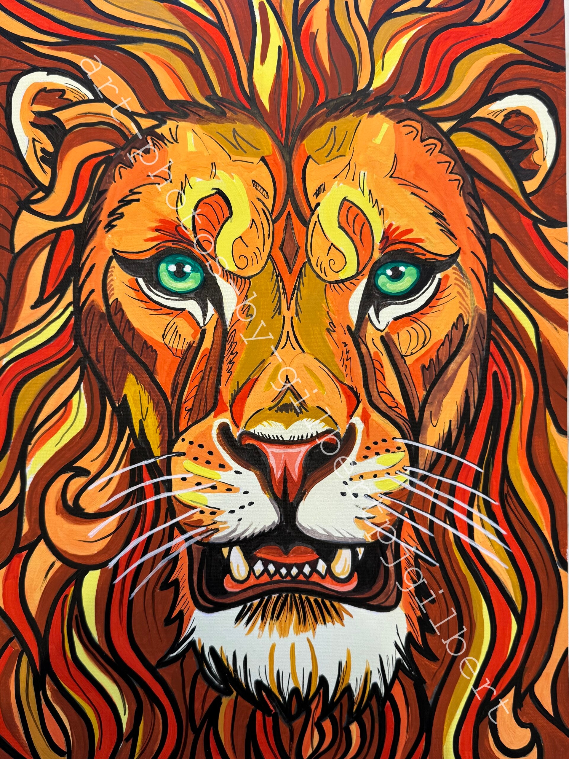 Fiery Gaze (Original Artwork - A3 Acrylic on Canvas Board)