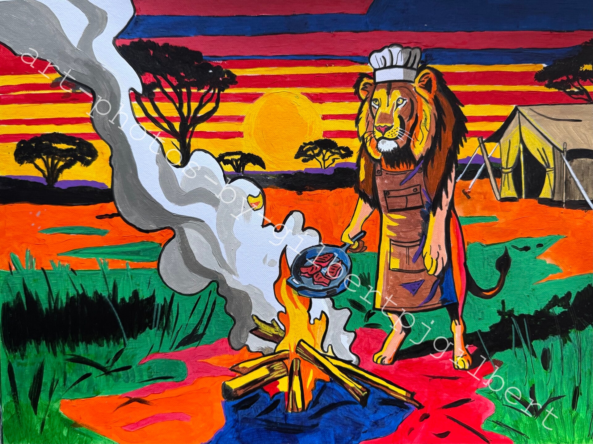 Savanna Chef (Original Artwork - A3 Acrylic on Paper)