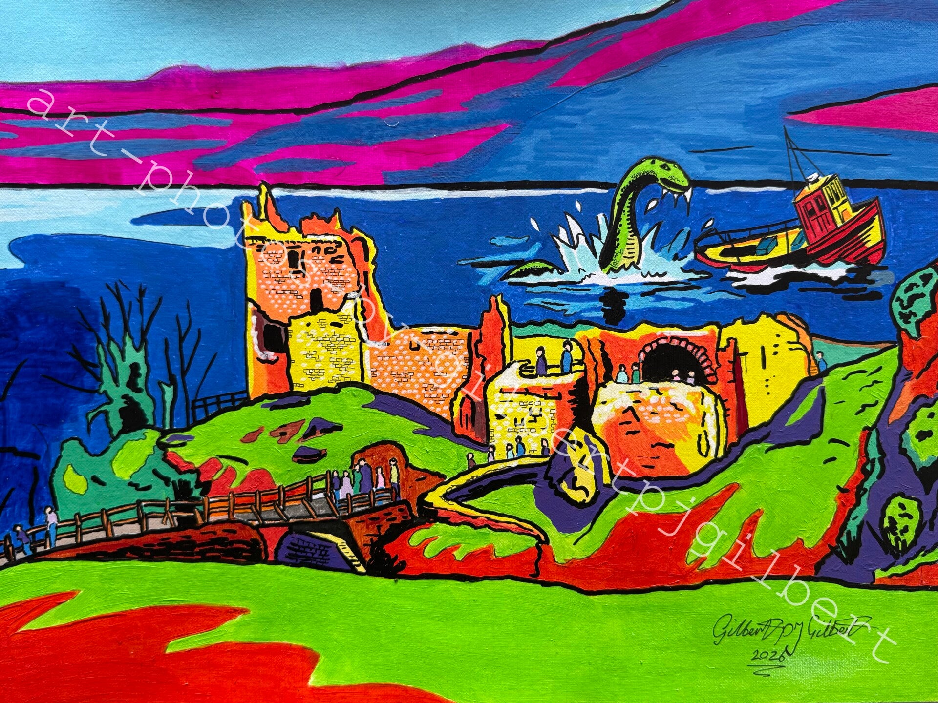 Loch Ness Encounter (Original Artwork - A3 Acrylic on Paper)