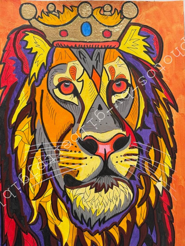 Gilded Mane (Original Artwork - A3 Acrylic on Paper)
