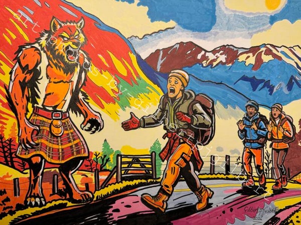 Tartan Terror at Ben Nevis Mountain Range (Original Artwork - A3 Acrylic on Paper)