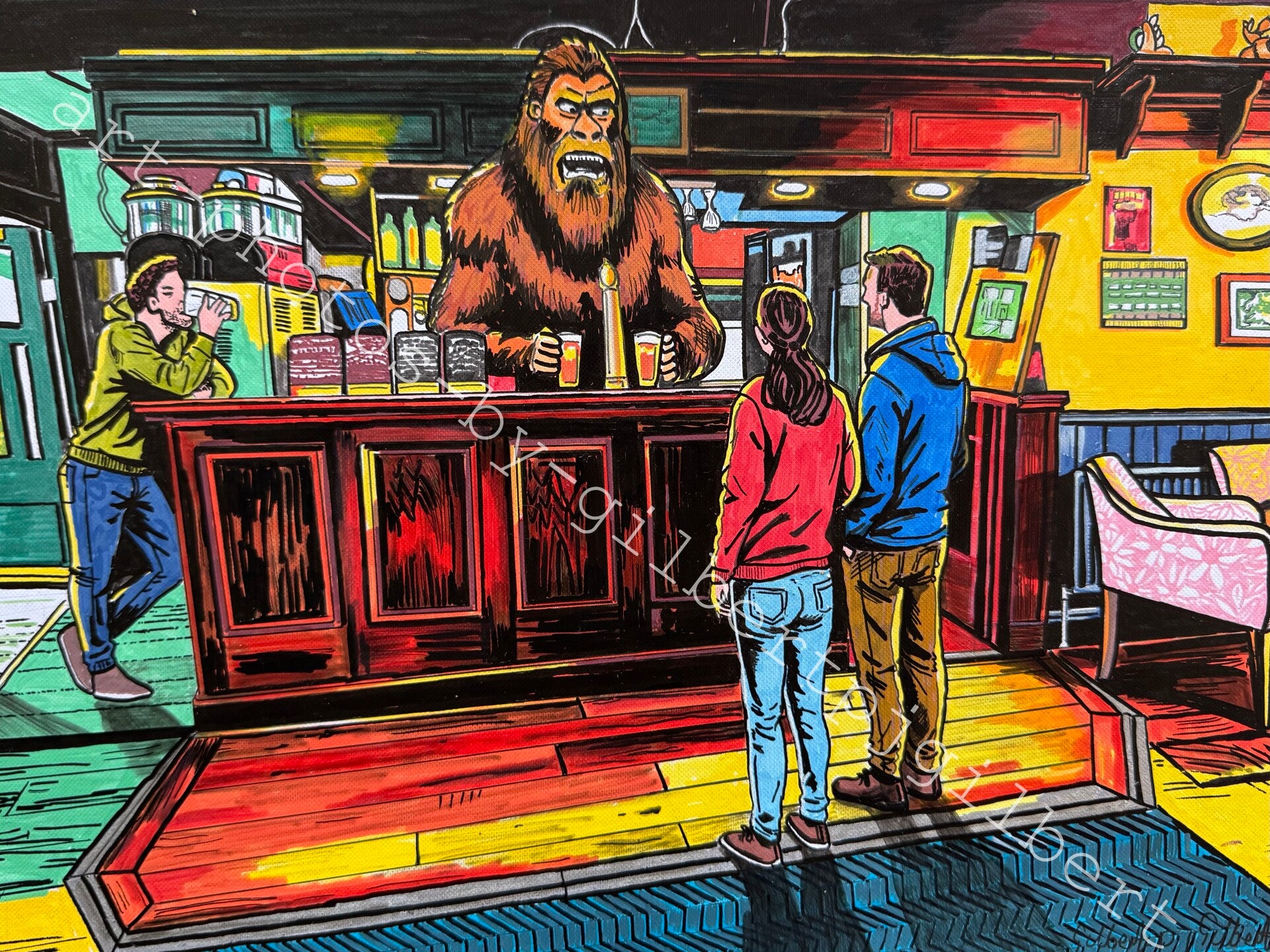 Bigfoots Brew House (Original Artwork - A3 Acrylic on Paper)