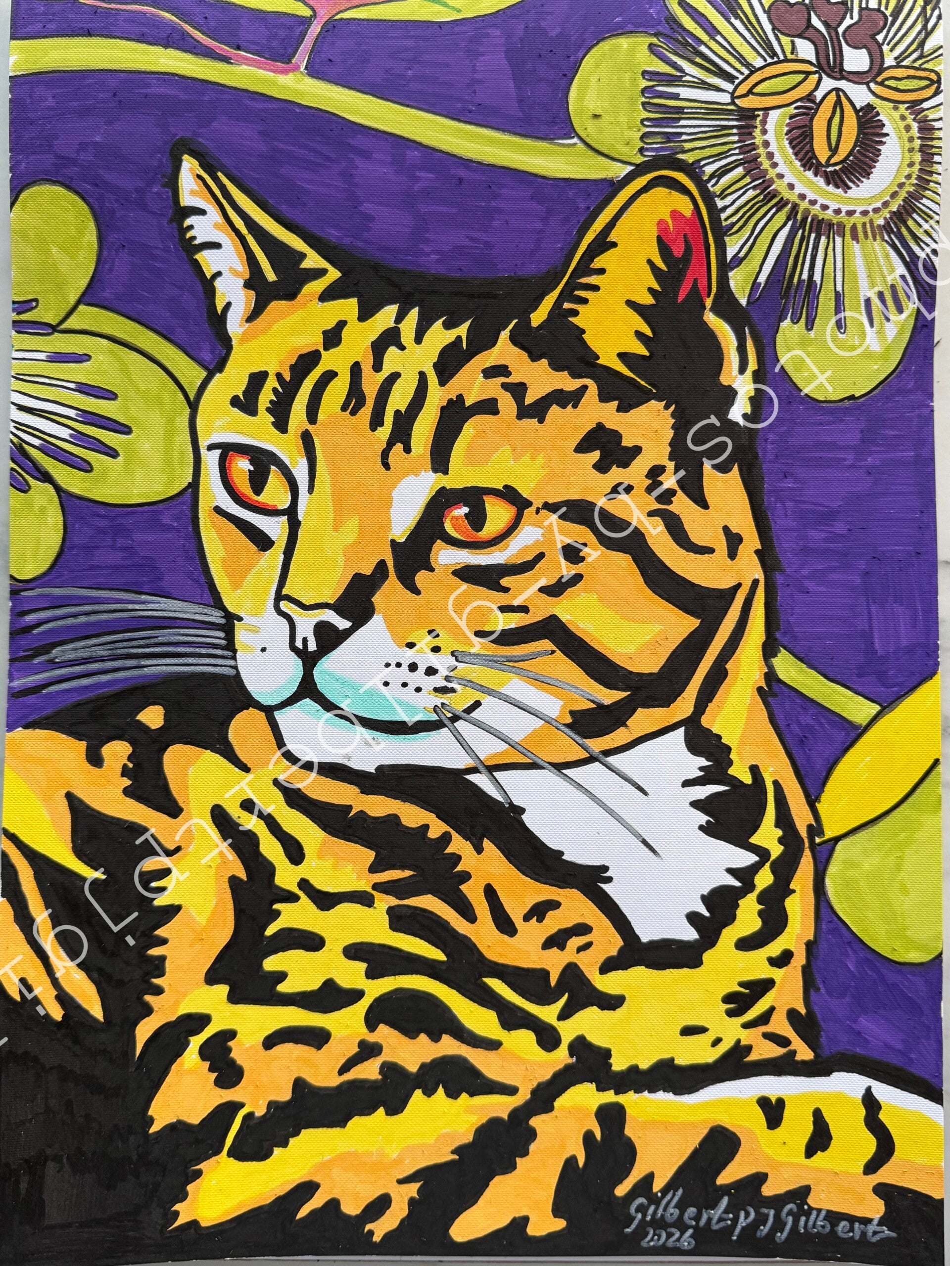 Wild Cat Blossoms (Original Artwork - A3 Acrylic on Paper)