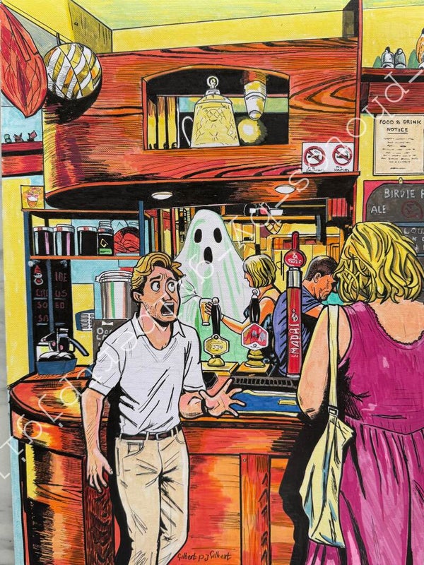 Fear with a Beer, In The Birdie (Original Artwork - A3 Acrylic on Paper)