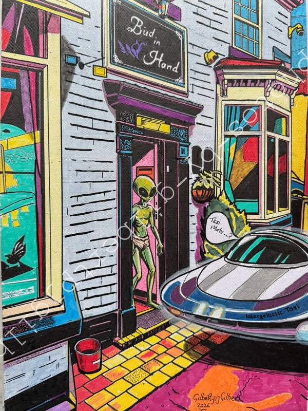 Intergalactic Taxis (Original Artwork - A3 Acrylic on Paper)