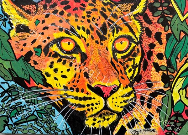 Sunfire Leopard (Original Artwork - A3 Acrylic on Canvas Board)