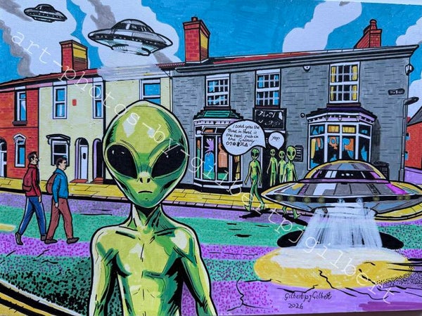 The Bird in Hand, Best Pub in The Galaxy (Original Artwork - A3 Acrylic on Paper)