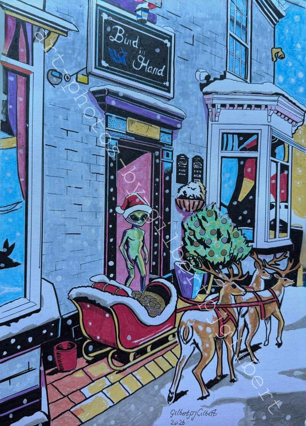 Christmas Post From Mars (Original Artwork - A3 Acrylic on Paper)