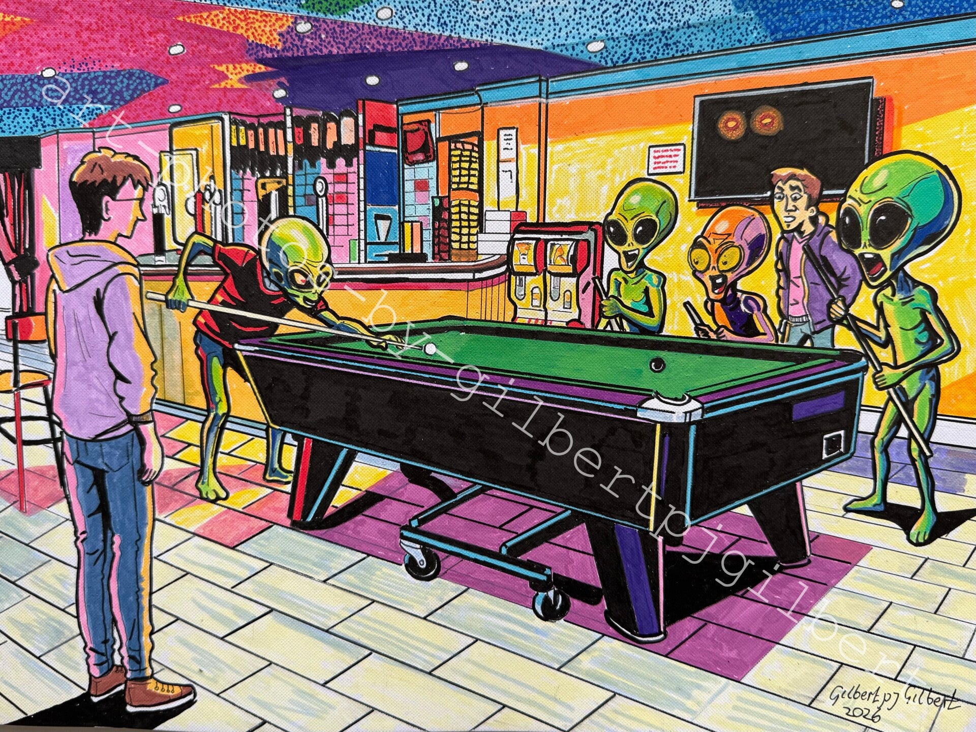 Cosmic Cue (Original Artwork - A3 Acrylic on Paper)