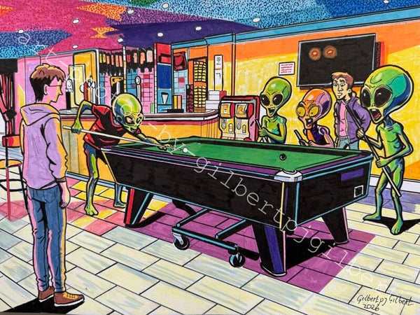 Cosmic Cue (Original Artwork - A3 Acrylic on Paper)