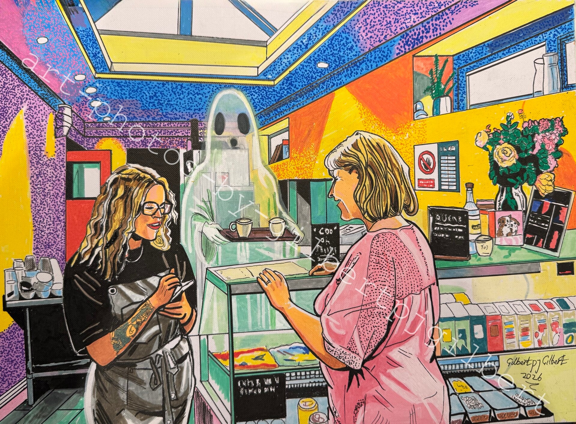 Ghost at the Counter (Original Artwork - A3 Acrylic on Paper)