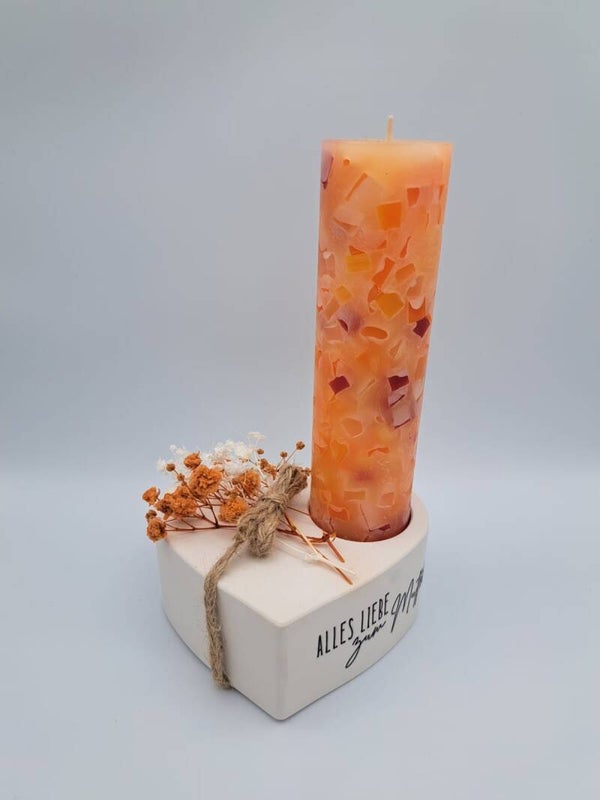 Kerze mit Gipsständer Herz