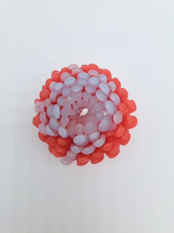 Blume Kerze rot/hellblau