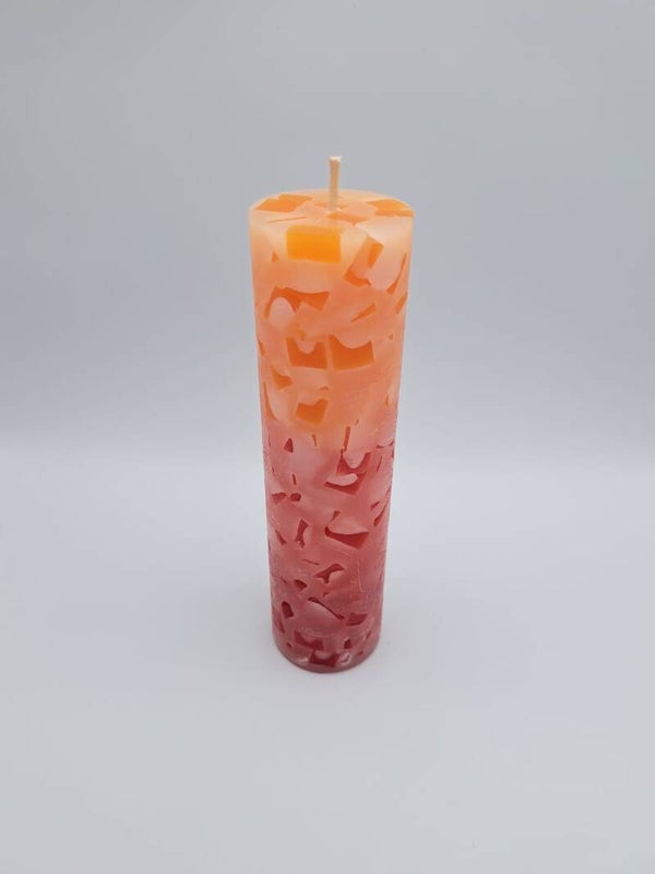 Mittelgrosse Kerze rot/orange