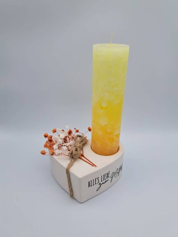 Kerze mit Gipsständer Herz