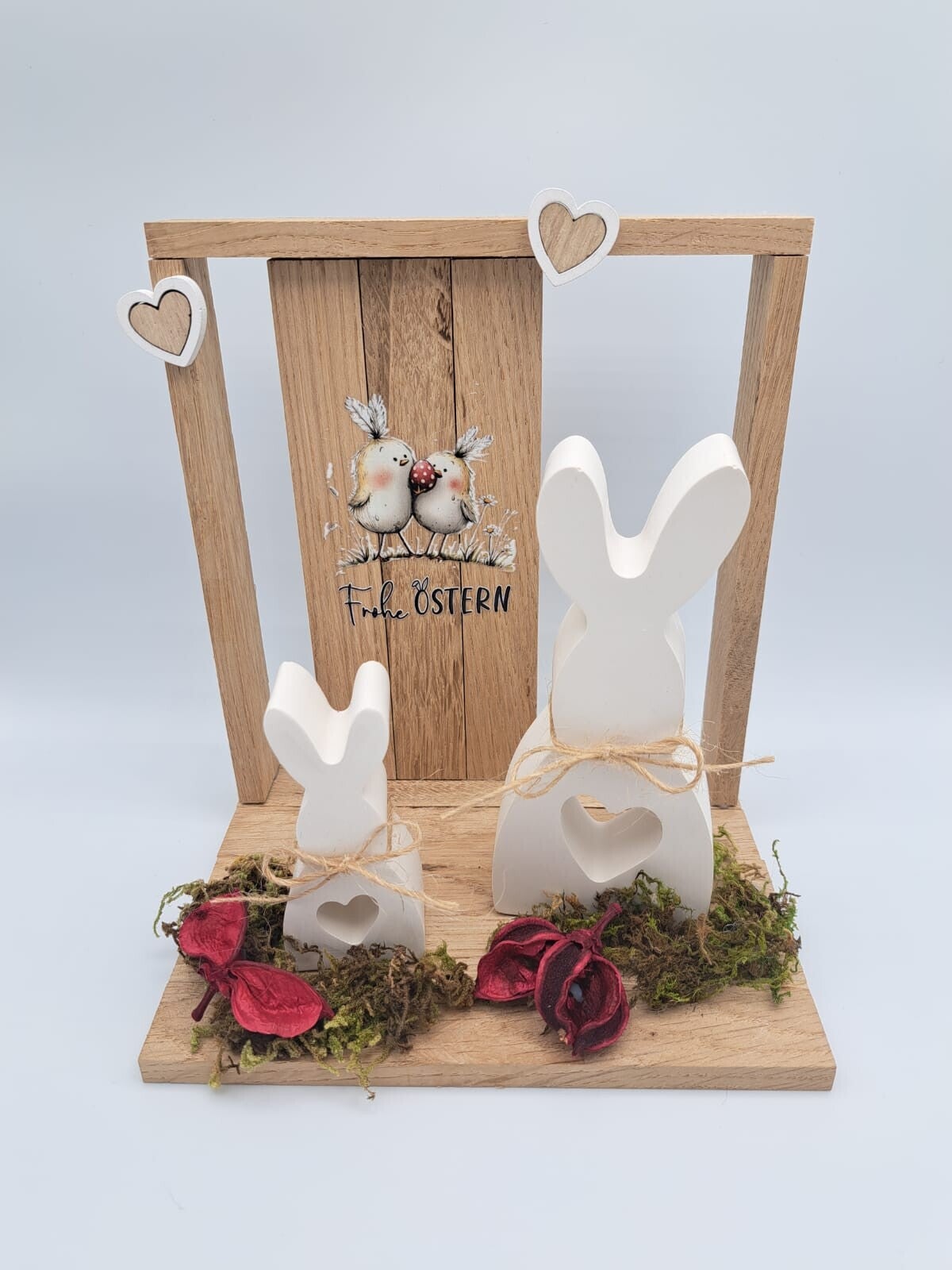 Ostergesteck mit Hölzli und Gips Hasen