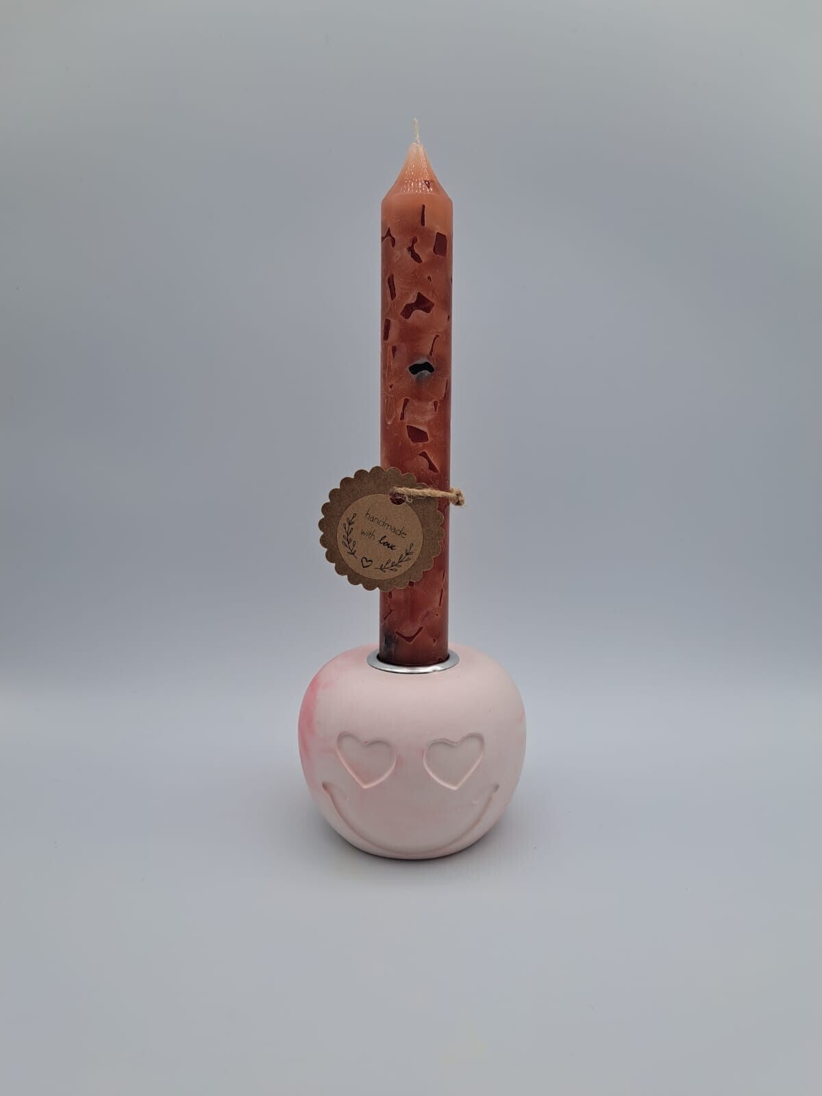 Kleine Kerze mit Gips Smile Ständer Herz