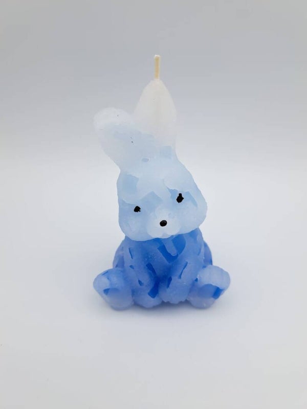 Kerze Hase sitzend blau