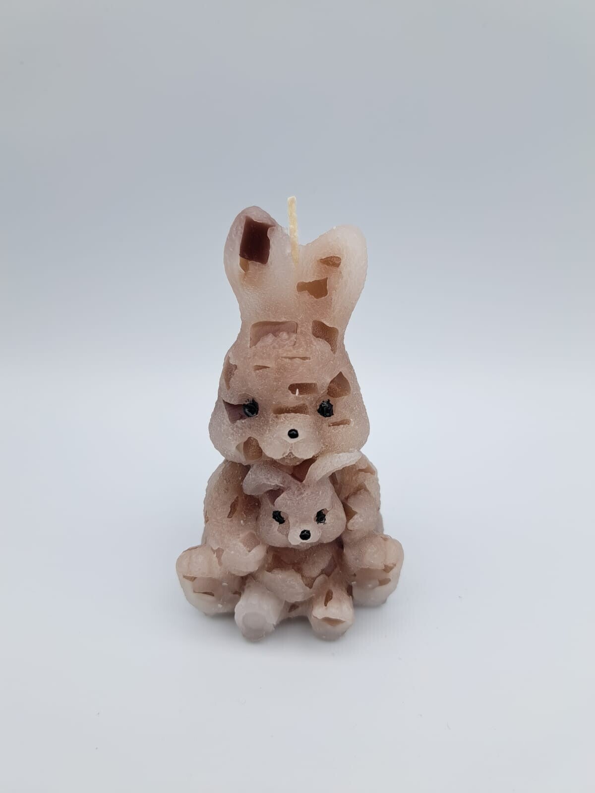 Kerze Hase mit Jungen braun