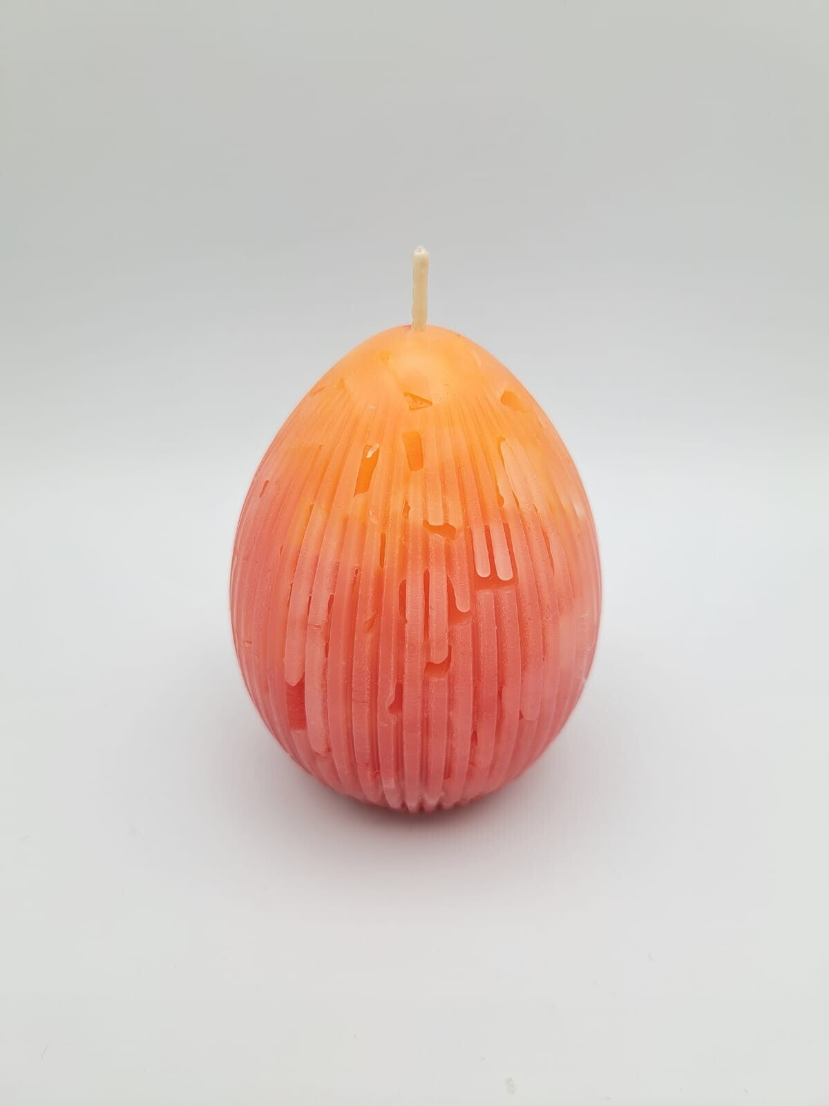 Kerze Osterei gerippt rot/orange