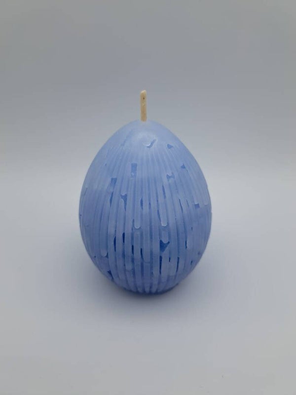 Kerze Osterei gerippt blau