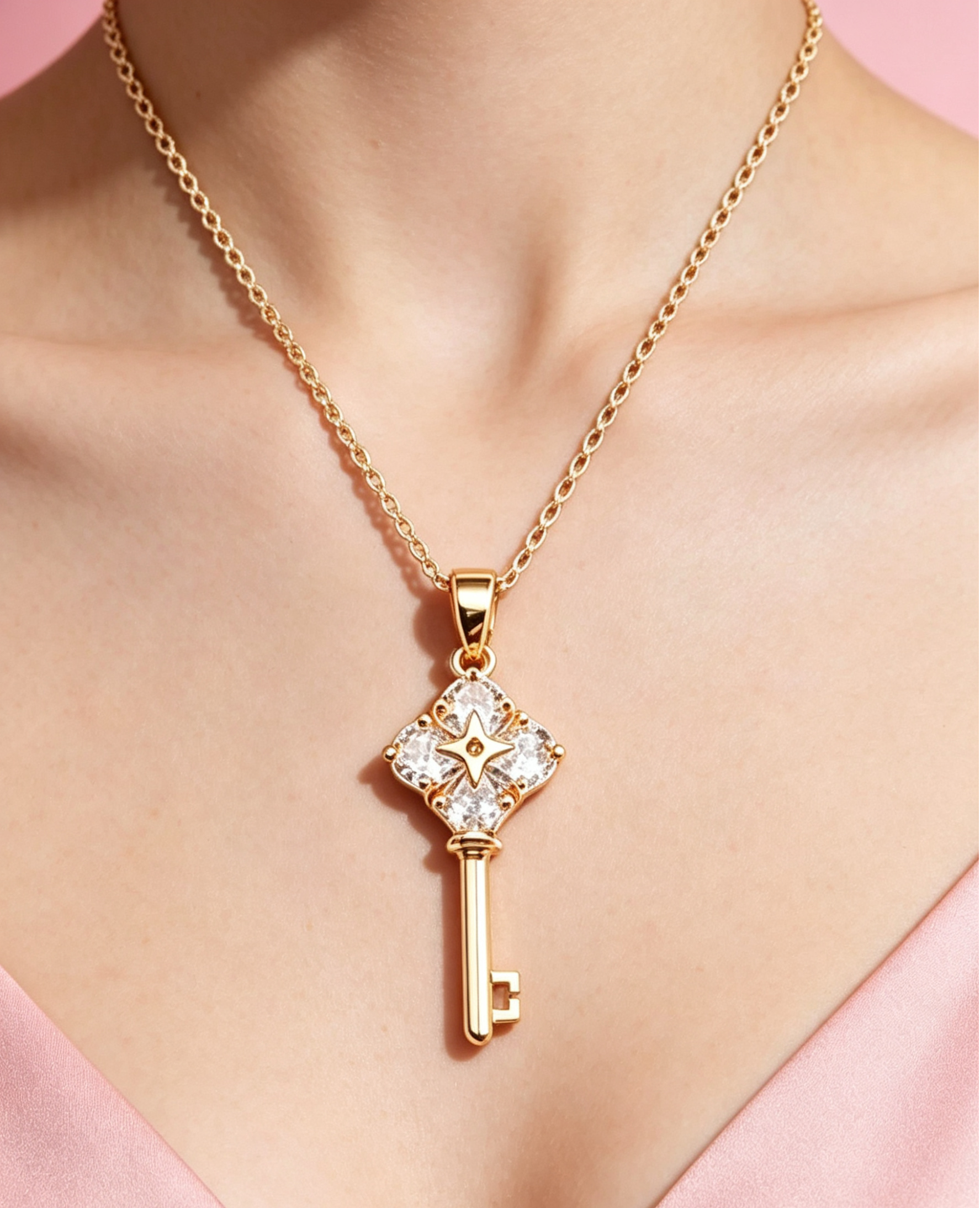 Stainless Steel Necklace & Key Pendant