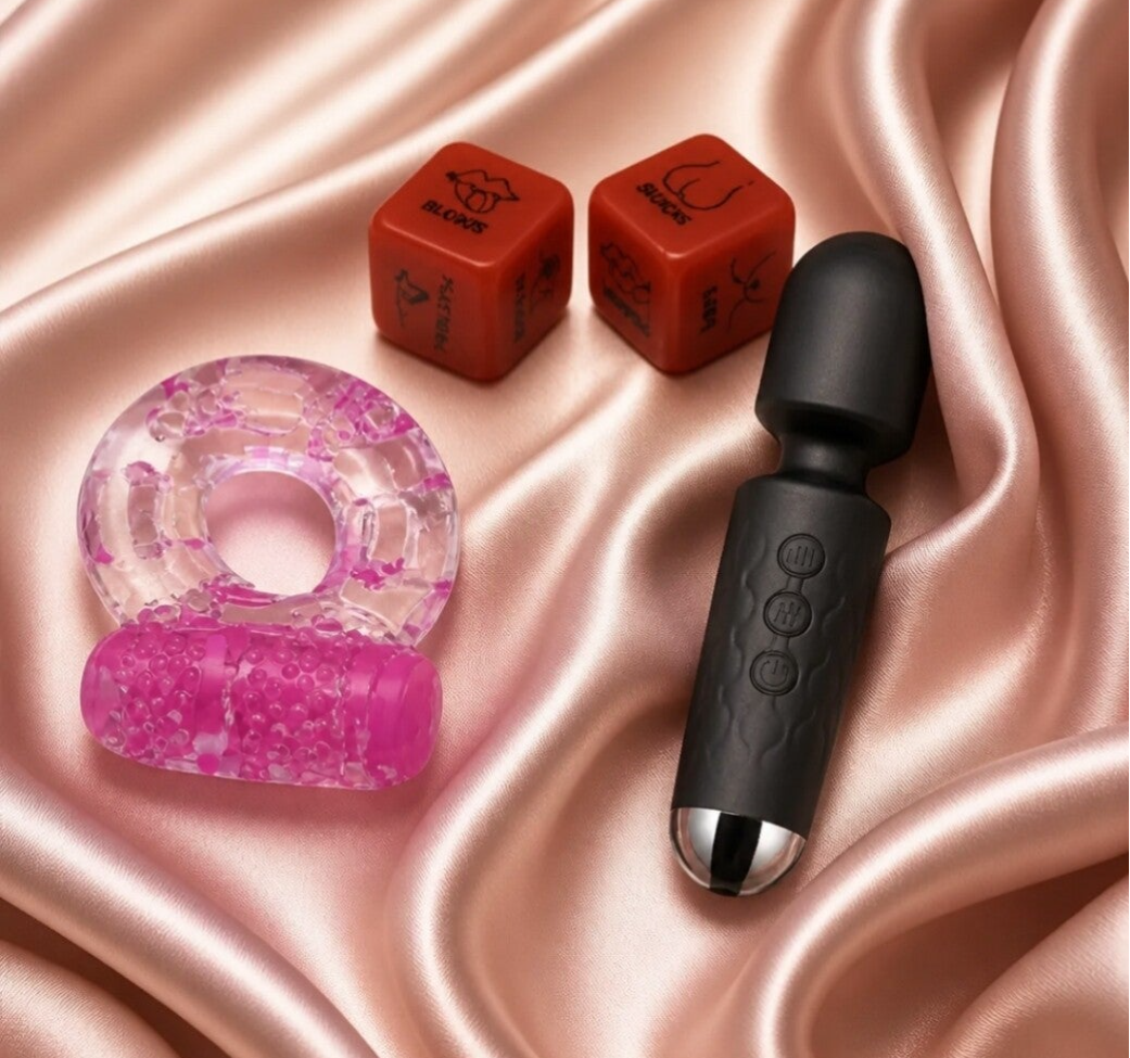 Couples Fun Pack - Ring + Dice + Massager