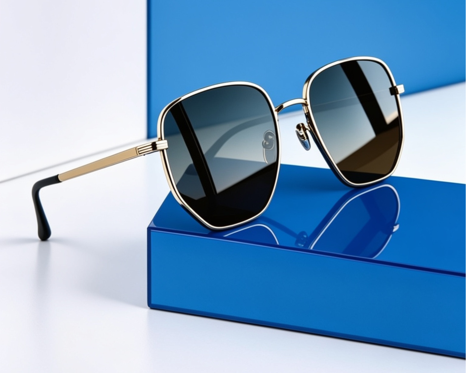 Men’s Luxurious Golden Frame Square Sunglasses
