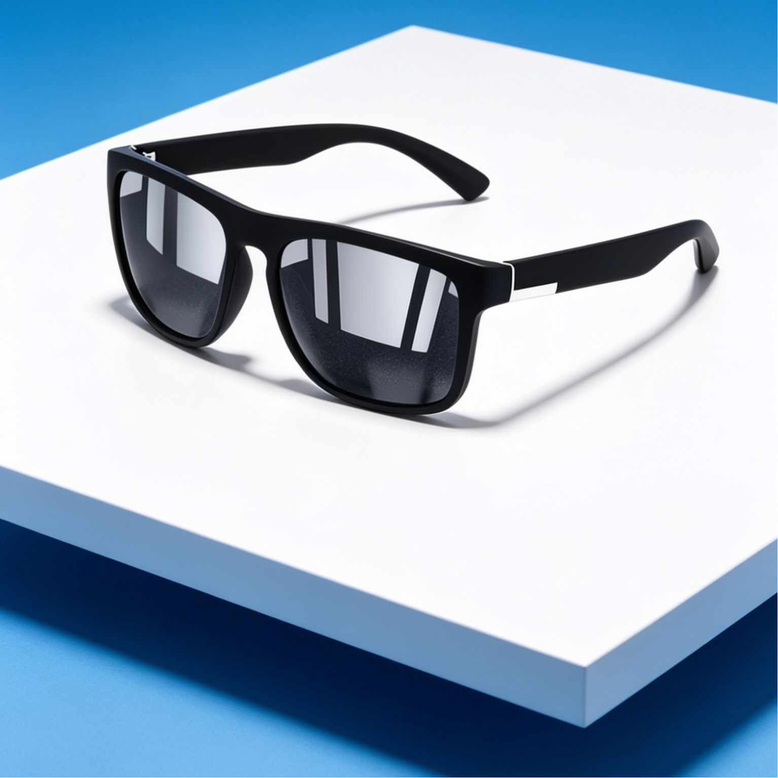 Men’s Luxurious Matte Black Rectangular Sunglasses