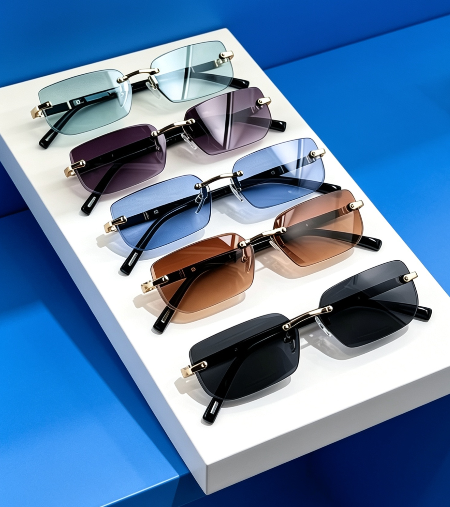 Men's Rimless Luxury Sunglasses – Multiple Colours Available