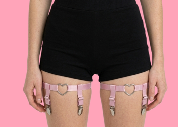 Pink Heart Thigh Garters