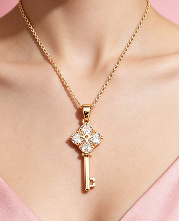 Stainless Steel Necklace & Key Pendant