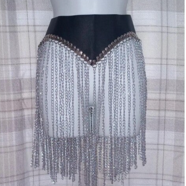 Chain fringe heavy skirt