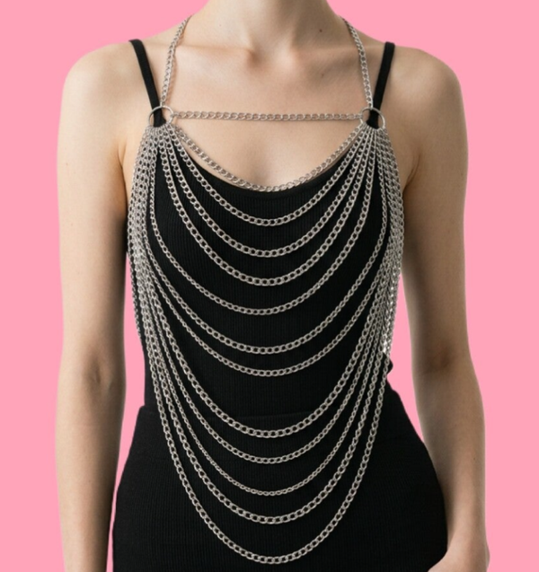 Silver Multi‑Layer Chain Body Harness