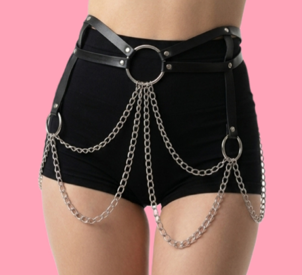 Black Harness Chain Accessory • Alt Fashion • Rave & Festival Style