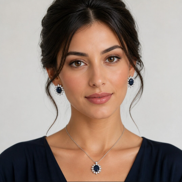 Blue Gemstone Necklace & Earring Set