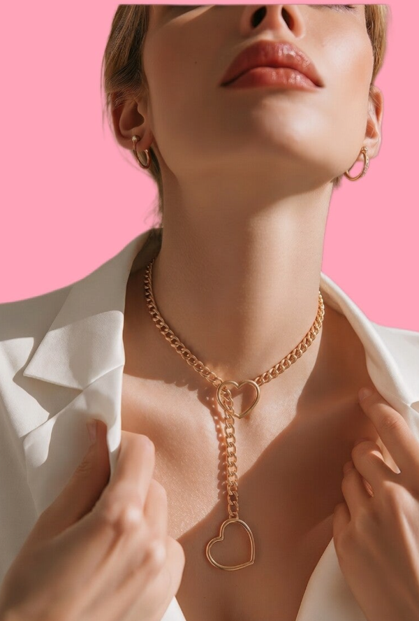 Double‑Heart Layered Necklace (Gold‑Tone)