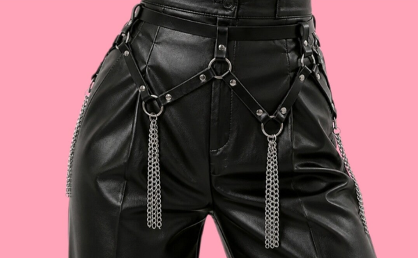 Black Chain Harness Belt • Alt Fashion • Edgy Streetwear Accessory