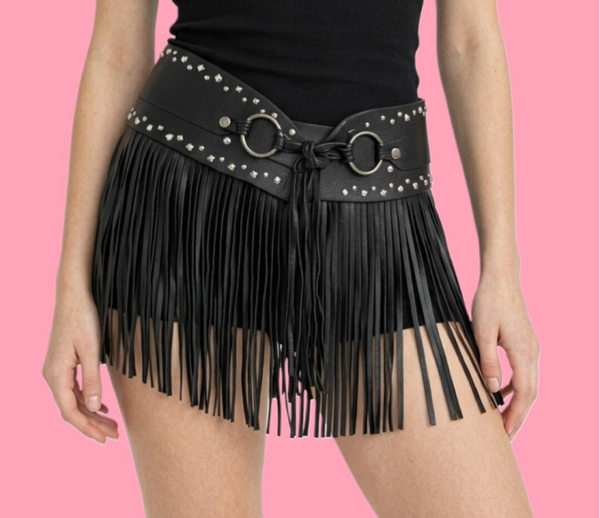 Black Fringe Statement Belt