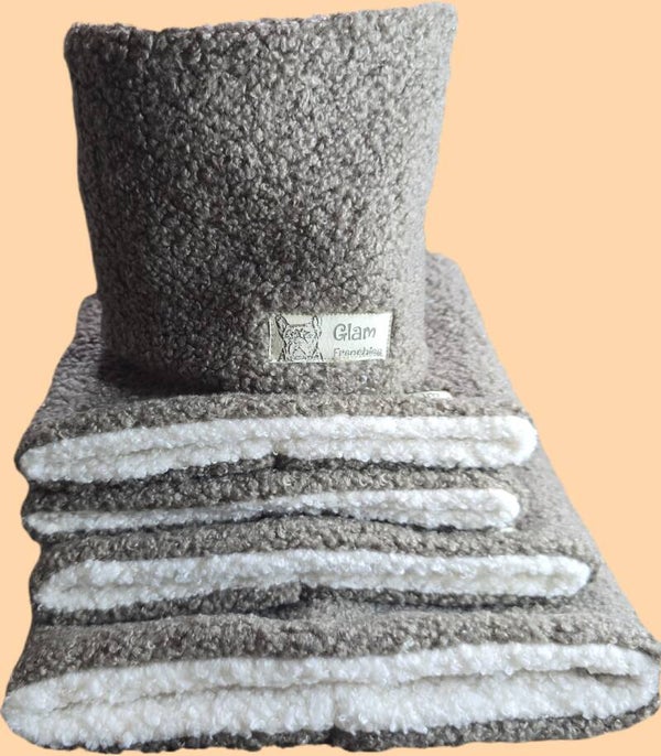 Hundeloop Teddy taupe mit Halsbandöffnung