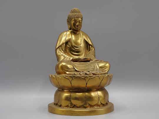 Verguld Bronzen Amida Kamakura Boeddha - Meditatief Beeld uit Thailand | Dhyana Mudra